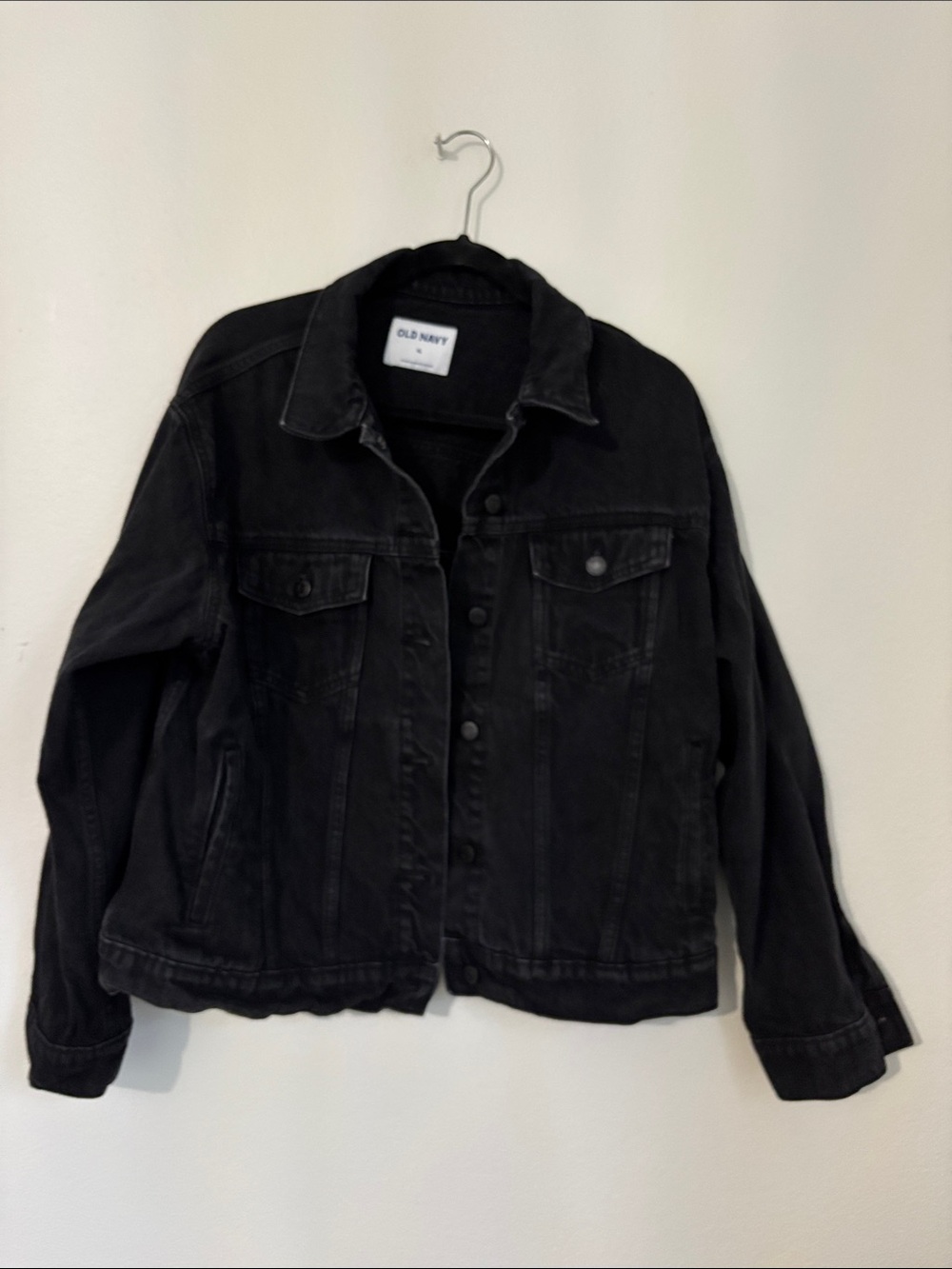 Old Navy Black Denim Jacket with Button Front